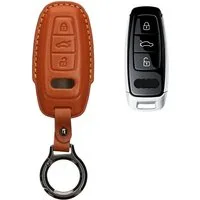 kwmobile Schlüsseltasche Hülle für Audi A6 A7 A8 Q7 Q8 3-Tasten Autoschlüssel Keyless (1-tlg), Premium Leder Autoschlüssel Schlüssel Tasche