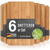 bonsport Frühstücksbrett 6er Set Brettchen, Bambus