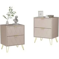 UEV Nachttisch 2er Set, Beistelltisch mit Beine, Nachtkommode mit Schubladen (Nachtschrank, Sofatisch für Wohnzimmer Schlafzimmer), Modern, 40 x 30 x 52 cm
