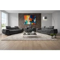 M-Punkt24 Polstergarnitur Sofa Wohnlandschaft DUBAI, (3-3-1, mit Bettfunktion, XL Sofa-Set, Bigsofa, Samt, Anthrazit, Grau), Bestehend aus 3-Sitzer mit Bettfunktion, Sessel