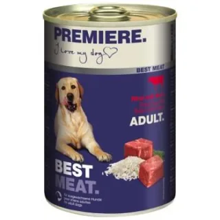PREMIERE Best Meat Nassfutter Hund, Adult, Rind und Reis 24x400 g