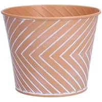 INNA-Glas Blumentopf Pflanzentopf CENDRINE Zink, Linienmuster, orange, 9,3cm, Ø11,5cm