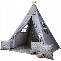 Pamek Spielzelt Spielzelt Tipi für 2 Personen mit 3 Kissen, Bodenmatte, Kinderzelt (7-tlg) Sehr einfache und schnelle Montage.