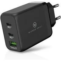 Wicked Chili Wicked Chili 3in1 USB Schnellladegerät QC 4.0+ 65W 2x USB-C 1x USB-A, Steckernetzteil (Mit Quick Charge 4.0+ / PD 3.0 PPS - 3in1 Universal GaN USB-C Netzteil)