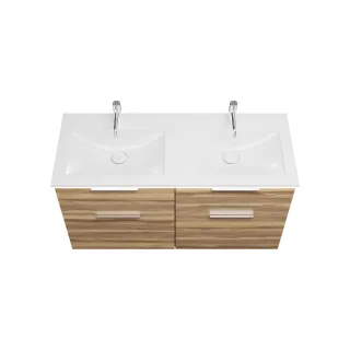 Burgbad Mineralguss Waschtisch-Set Eqio Frassino Dekor Cappuccino/Alpinweiss, SEZG122F3437C0001 SEZG122F3437C0001