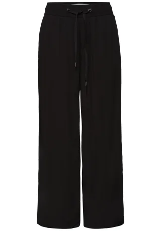 Street One - 7/8 High Waist Wide Leg Hose im Loose Fit black - Gr. - 7