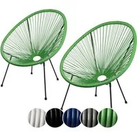 sunnypillow Gartenstuhl Acapulco, gemütlicher Loungesessel für Terrasse, Garten, 2 Stück Grün
