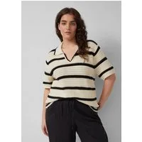 s.Oliver Kurzarmpullover Strickpullover Strickpolo mit V-Ausschnitt