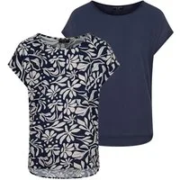 DENIMFY T-Shirt Damen Bluse DFJule Regular Fit 2er Pack (2-tlg) Kurzarm Top Shirt mit Rundhalsausschnitt aus 100% Viskose