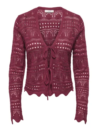 JDY - JDYSUN LAY L/S V-NECK TIE CARDIGAN KNT Rhubarb - Gr. - M