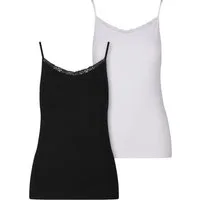 URBAN CLASSICS Muskelshirt Urban Classics Ladies Basic Tank Top Cotton Lace 2-Pack (1-tlg)