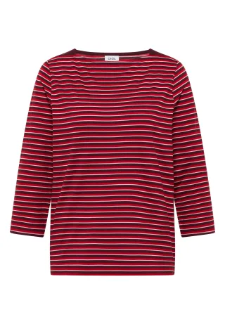CECIL - 3/4-Arm Shirt mit Boat Neck und Streifen red wine - Gr. - XS