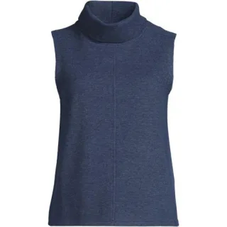 Softes ärmelloses Jersey-Rollkragenshirt, Damen,  Blau, Baumwolle/Polyester/Baumwoll-Mischung, by Lands' End