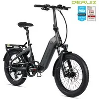 DERUIZ E-Bike Klapprad Peridot 20 Zoll 250 W 55 Nm, max. 143 km, Federsattelstütze 60 mm, 8 Gang ALTUS Schaltwerk, Kettenschaltung, Heckmotor, 500 Wh