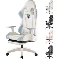 FOXSPORT Gaming-Stuhl inkl. Rücken- & Nackenkissen, ergonomischer Bürostuhl (Computer Stuhl mit Racing-Design, Drehstuhl mit 3D-Armstützen und verstellbarer Fußstütze, 150° verstellbare Rückenlehne, 1 St), 360° drehbar, 10 cm Höhenverstellung, belast