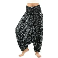 PANASIAM Haremshose weite Aladinhose aus 100% Viskose im Ethno Style mit breitem Gummibund lockere Haremshose Afghani Hose Pluderhose bequeme Realaxhose Pumphose