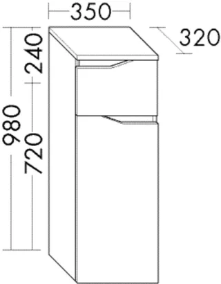 Burgbad Halbhoher Schrank Sinea 3.0Lack Hochglanz 960x350x340 Schwarz Hochglanz, UHZW035RF7359 UHZW035RF7359