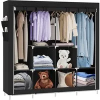JEOBEST Kleiderschrank Stoffschrank, Kleiderschrank mit Kleiderstange und Ablagen Faltschrank für Schlafzimmer, Ankleidezimmer, 167 x 45 x 170 cm
