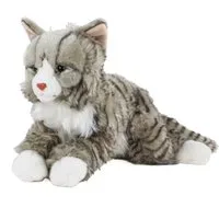 Teddys Rothenburg Kuscheltier Maine Coon Katze grau getigert liegend 38 cm