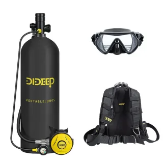 DIDEEP 4L Scuba Diving Tank Set with Upgraded Pressure Gauge +Diving Vest +Snorkel Goggle Portable Oxygen Cylinder for R