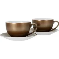 CreaTable Cappuccinotasse Golden Days Weiss, 4-tlg., Steinzeug