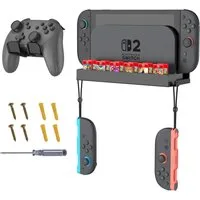 Fintie Wandhalterung für Nintendo Switch 2, Metall-Wandhalterungsset Zubehör Nintendo (mit 1 Controller-Halter, 12 Spielkartenhaltern, Konsolen-Organizer)