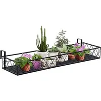 MC Star Hochbeet Pflanzkübel mit Haken für Balkongeländer aus Metall (100 x 31 x 12 cm, Schwarz)
