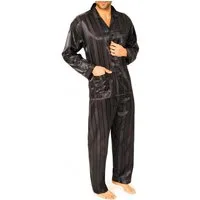 Normann Pyjama Satin Pyjama lang, durchgeknöpft, Schattenstreifen, 251 94 010