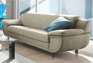 TRENDMANUFAKTUR 3-Sitzer "Rondo, Breite 207 cm, breite Armlehnen, Füße schwarz" Big-Sofa wahlweise mit Federkern, in verschiedenen Bezügen bestellbar