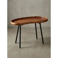 KADIMA DESIGN Couchtisch Retro Kaffeetisch UMBRIEN - Massivholz, Metallbeine - Nierenform