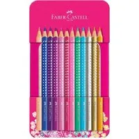 Faber-Castell Buntstift 12er Set Sparkle Bunstifte, (Buntstifte-Set, 12-tlg), im pinken Metallkasten