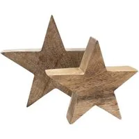 Spetebo Dekostern Mango Holz Stern 2er Set - 20 / 15 cm, Weihnachtstern Tisch Deko