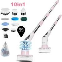 PRASKY Reinigungsbürsten-Set Elektrische Reinigungsbürste IPX8 wasserdicht mit 9 Bürstenköpfen, Auto, Fliesen, Boden, Geschirr, Grill, Badewanne, Pool, Garten, (Preiswertes Set, 1-tlg., IPX8 wasserdicht, 9 Bürstenköpfe), Mit 9 austauschbaren Bürstenk