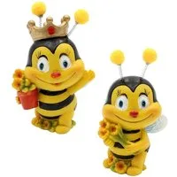 Dekohelden24 Gartenfigur Dekofiguren Bienenpaar mit Blumen, 2er Set, Gartendeko, Polyresin