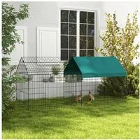 PawHut Kleintierkäfig Freilaufgehege 220 x 85 x 103 cm mit Abdeckung, 4 Türen, Meerschweinchen Gehege für Kaninchen, Indoor, Outdoor