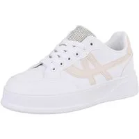 Ital-Design Damen Low-Top Freizeit Sneaker (87118401) Flach Sneakers Low in Weiß
