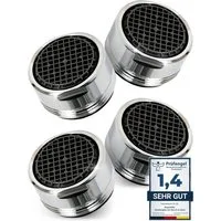 M. Rosenfeld Strahlregler Sehr Wassersparend - M24 Wasserfluss 5l/min -, (High Tech Anti Kalk Wasserhahn Sieb mit Kugelförmige Filter, 4-tlg., Luftsprudler aus Verchromten Messing), - Aufsatz Strahlregler für Wasserhähne