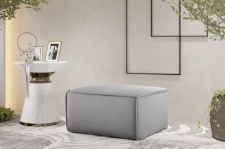 Polsterhocker Designerhocker CELES PREMIUM 65x65 cm Stoff Opera Velvet Hellgrau