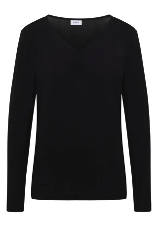 CECIL - Basic Shirt mit Raffung schwarz - Gr. - XXL
