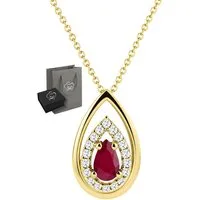 Limana Kette mit Anhänger Edelstein Damen Schmuck Rubin Saphir 925 Silber vergoldet Geschenk für (Frau Freundin Mama Ehefrau Halskette inkl. Dose und Tasche), Geburtstag Jahrestag Hochzeitstag Weihnachten Muttertag Valentinstag