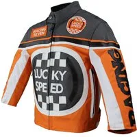 Alpha Speeds Bikerjacke - Kinder Lucky Speed Racing-/Freizeit – Kinderjacke in Orange Atmungsaktiv & Wasserabweisend & Ideales Geschenk für Ihr Kind