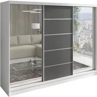 A&J MöbelLand GmbH Schiebetürenschrank TOP, 3-türig Schrank 200 cm mit Schubladen und Spiegel (TOP ANGEBOT! Geräumiger Schrank mit einer Breite von 200 cm und Spiegel, ideal zur Aufbewahrung von Kleidung und Accessoires. 3 Schubladen und viel Staurau