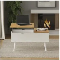 Vicco Couchtisch Stora, Weiß/Eiche/Eiche, 76 x 45 cm mit Liftfunktion (1-St)