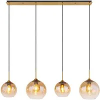 GLOBO LIGHTING Hängeleuchte JAMESSA, ohne Leuchtmittel, Wohnzimmerleuchte Messing matt, Amberglas, kürzbar