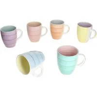 MamboCat Becher Pastello Becher 6er Set – Steingut Pastellfarben Strudeloptik, Steingut
