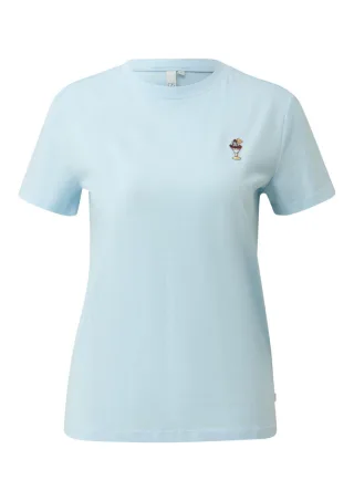 Q/S designed by - Basic T-Shirt mit Stickerei blau - Gr. - M