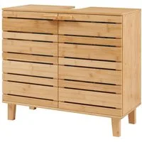 en.casa Waschbeckenunterschrank »Epind« Badezimmerschrank 60 x 66 x 30 cm Bambus Natur