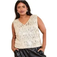 Friends Like These Paillettenshirt Friends Like These Pailletten-Trägertop, Curve (1-tlg)
