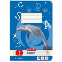 Herlitz Schulheft x.book, Schreiblernheft, A5, liniert (Lineatur 02), ungelocht, 16 Blatt