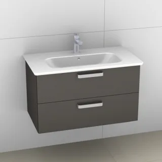Artiqua 412 Waschtischunterschrank für Softmood T0558, Stahlgrau Metallic, 412-WU2L-I35-7141-88 412-WU2L-I35-7141-88